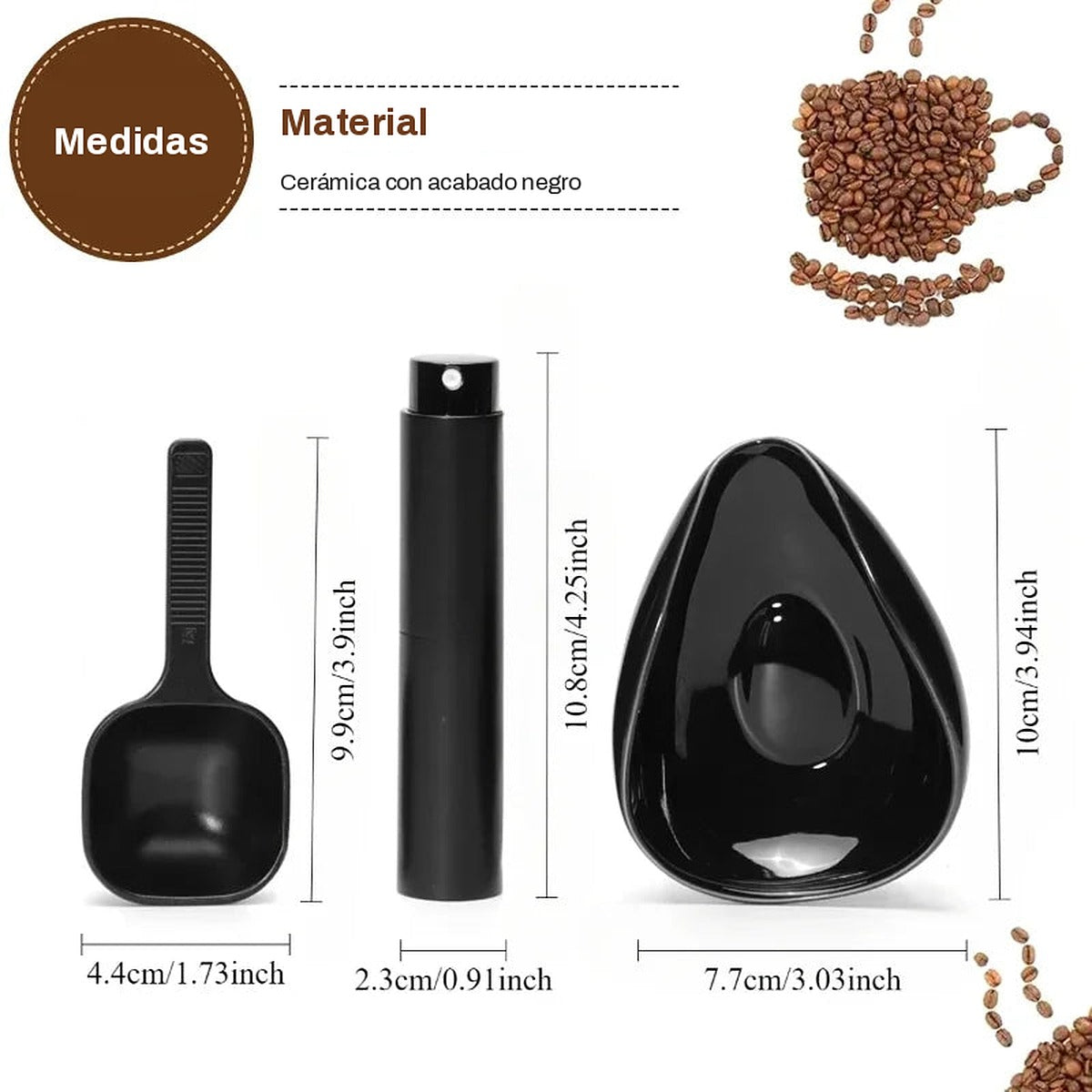 Set dosificador de café de cerámica