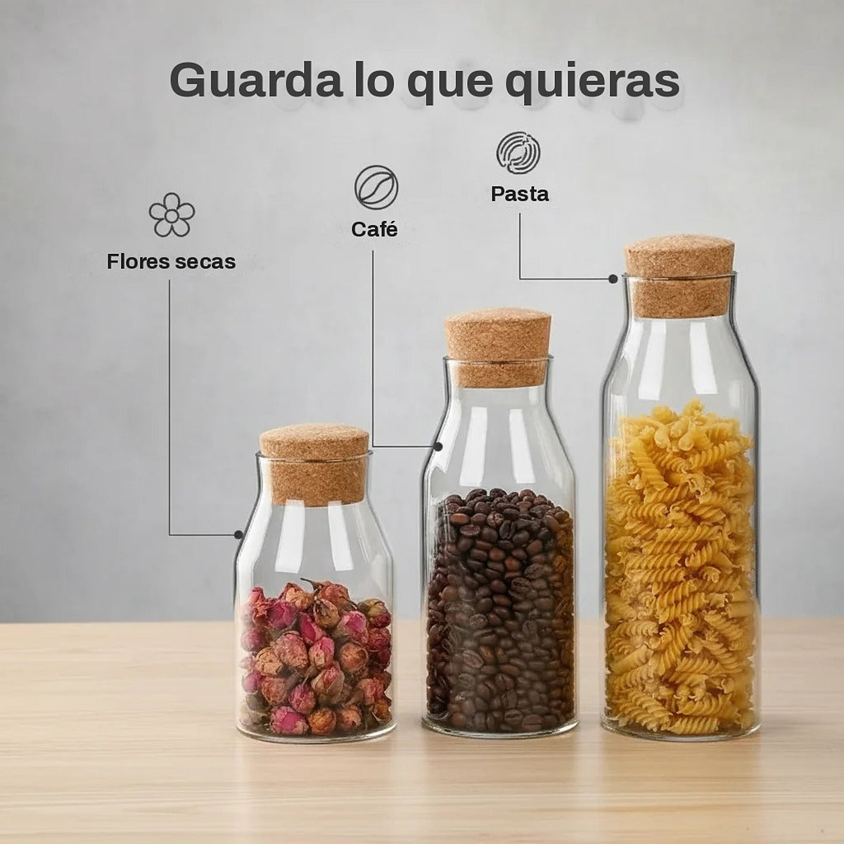 Frasco de vidrio con tapa de corcho