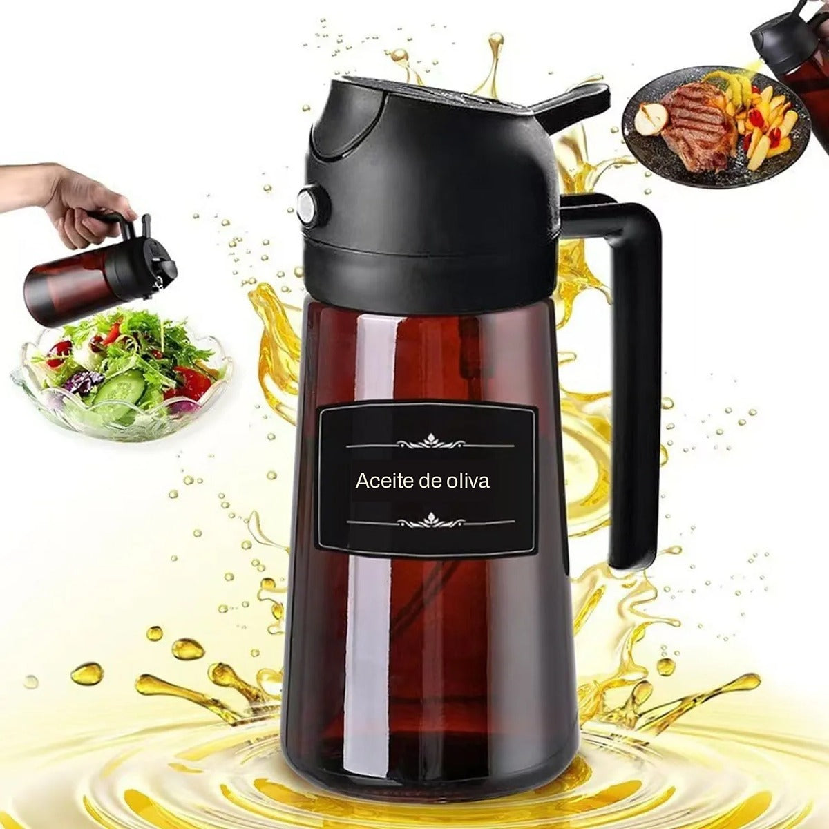 Rociador de aceite de vidrio 2 en 1