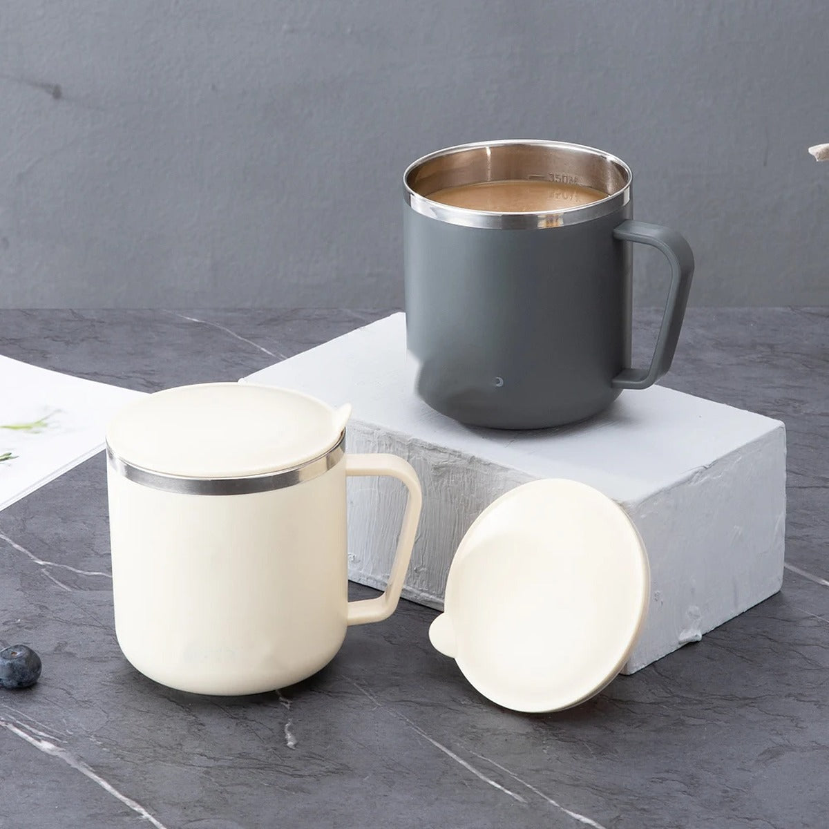 Taza térmica de acero 400 ml con tapa