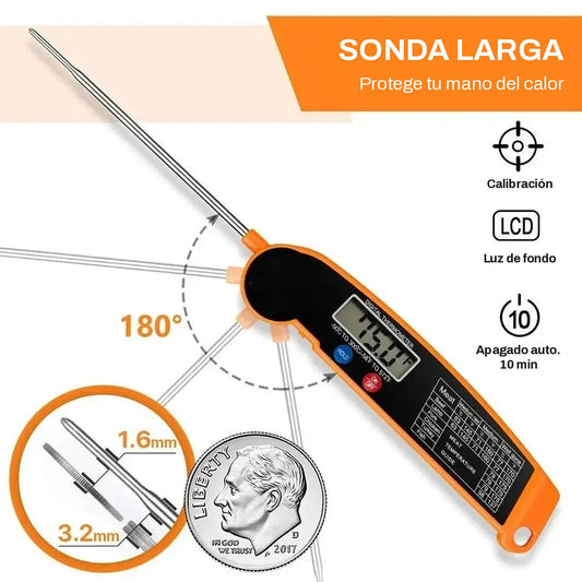Termómetro digital para carne plegable