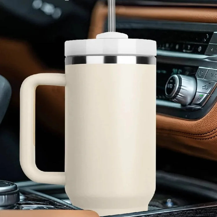 Vaso térmico color crema con asa