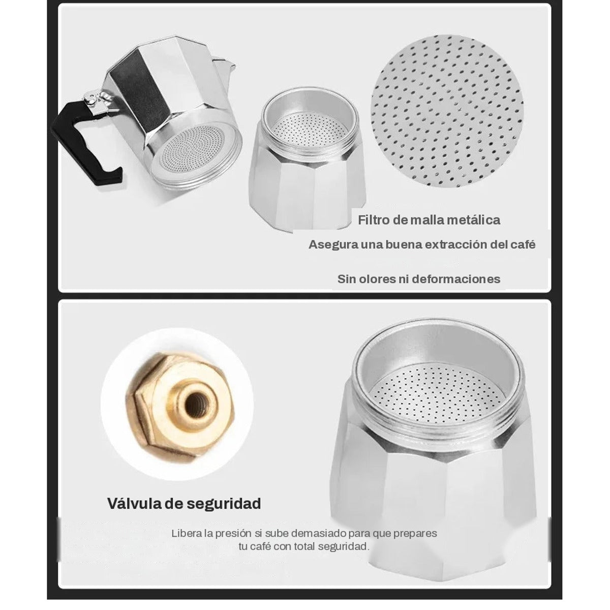Cafetera moka italiana de aluminio 6 tazas – foto 5