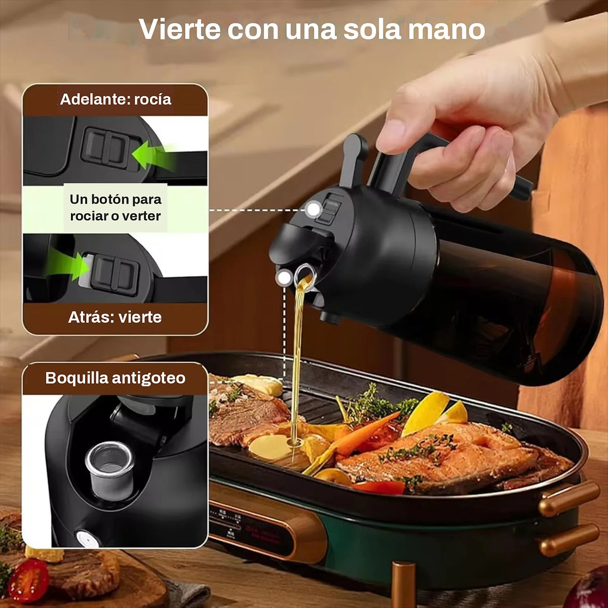 Rociador de aceite de vidrio 2 en 1