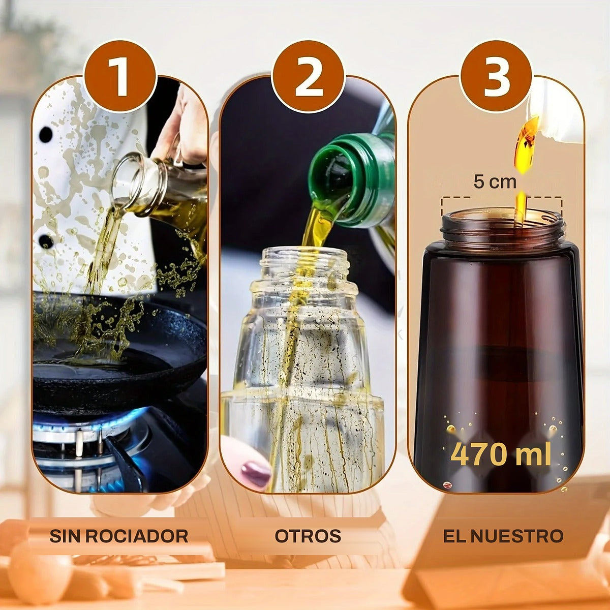 Rociador de aceite de vidrio 2 en 1
