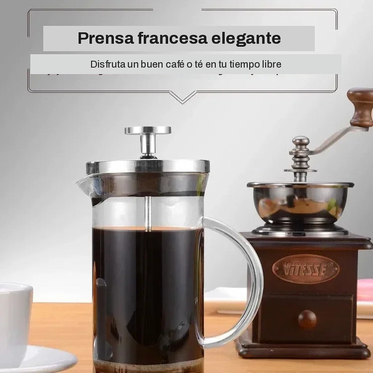 Prensa francesa de vidrio para café y té