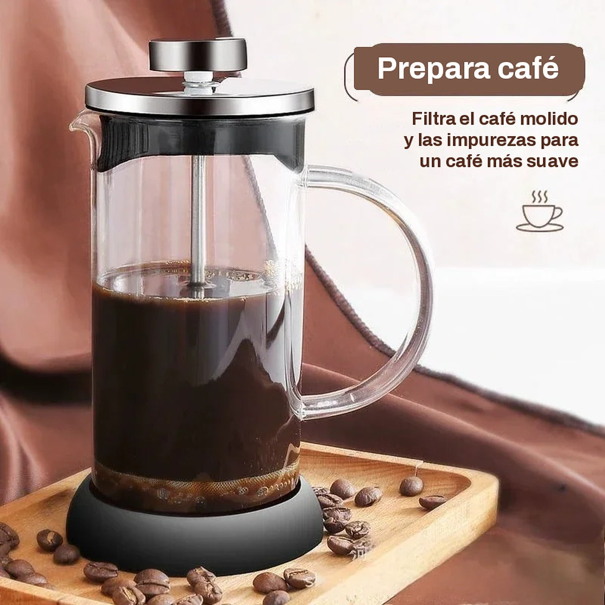 Prensa francesa de vidrio para café y té