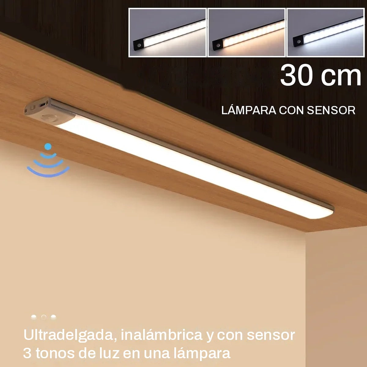 Luz LED con sensor de movimiento para gabinete, 30 cm – foto 4