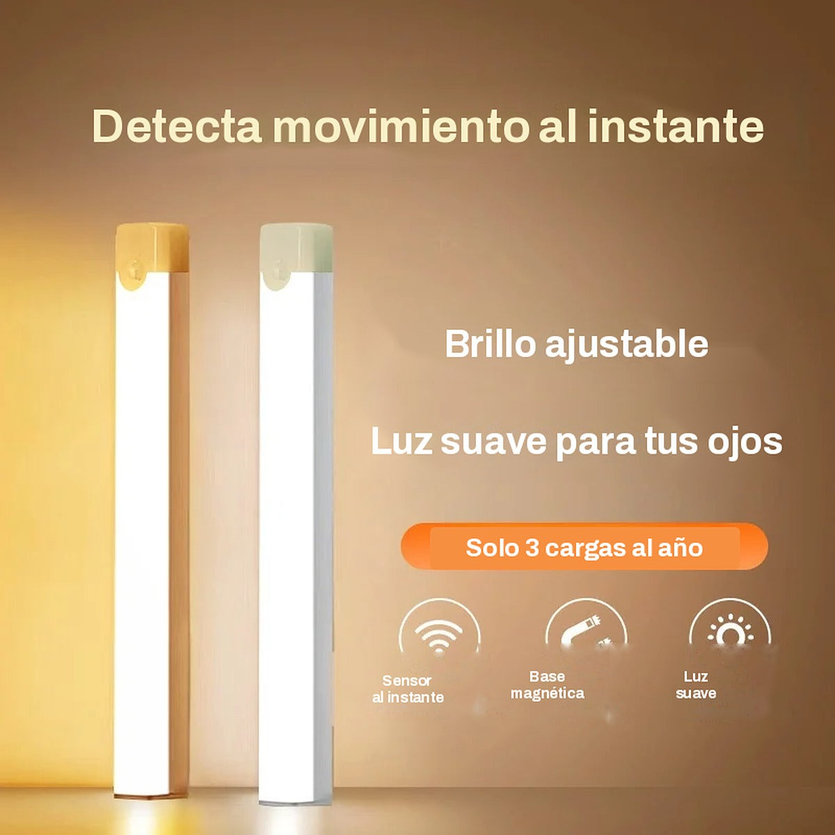Luz LED con sensor de movimiento para gabinete, 30 cm – Blanco / 30 cm / Hasta 5 W