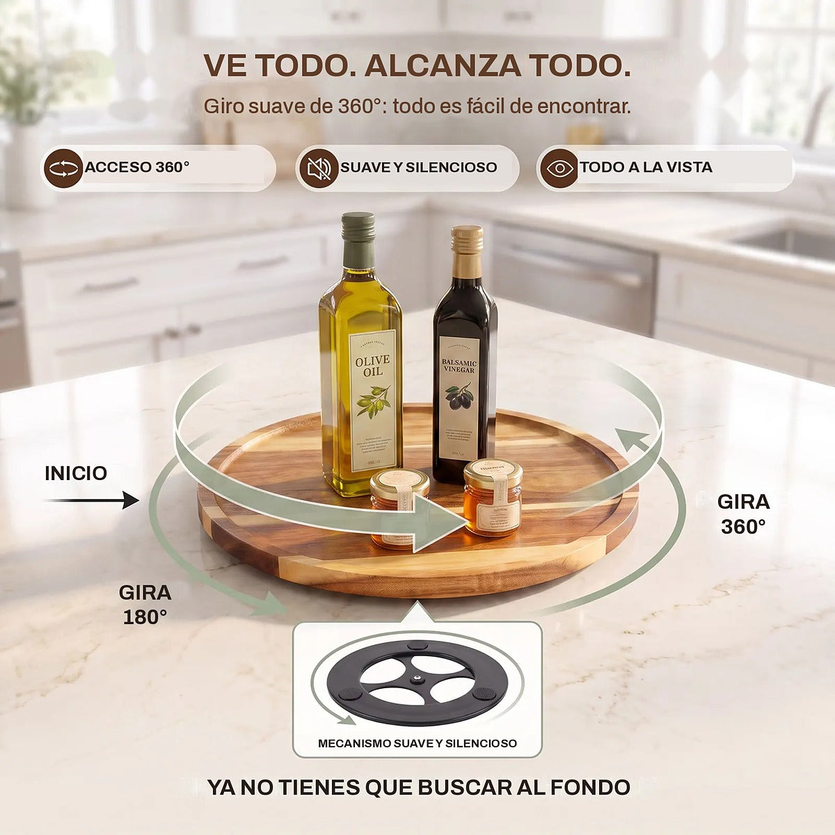 Organizador giratorio de madera de acacia – foto 9