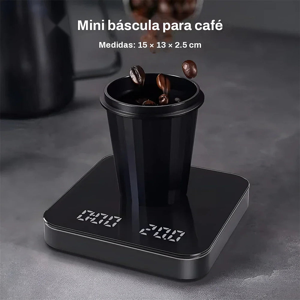 Báscula digital para café y cocina con temporizador