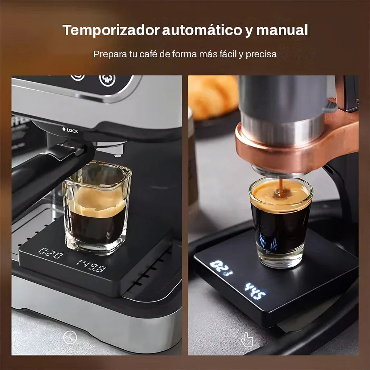 Báscula digital para café y cocina con temporizador