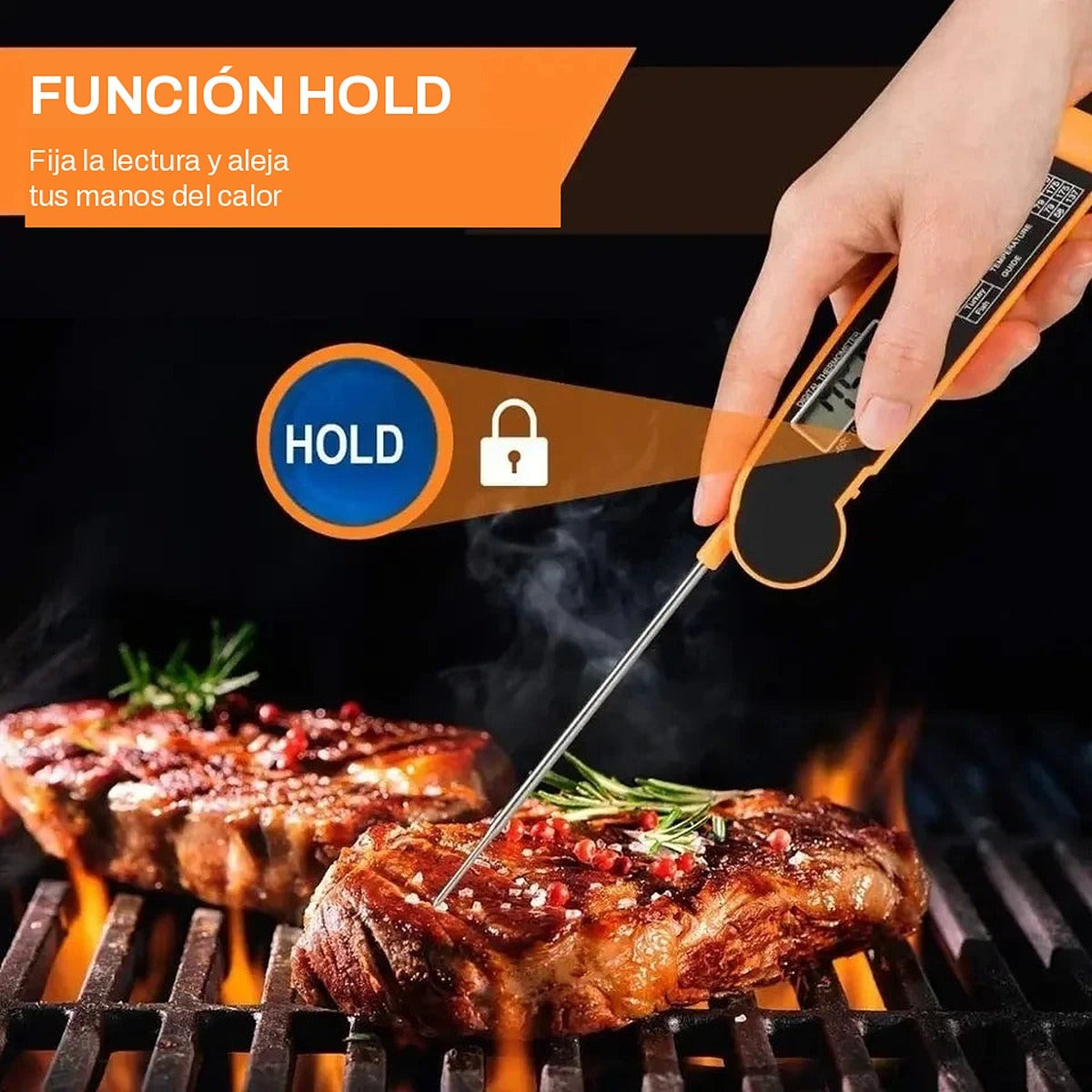 Termómetro digital para carne plegable
